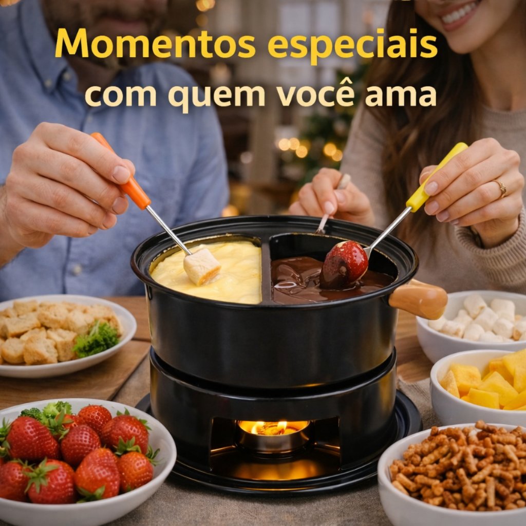 Conjunto Fondue 13 Peças Chocolate Queijo Carne Completo Com Garfos E Suporte panela fondue panela completa e queimador