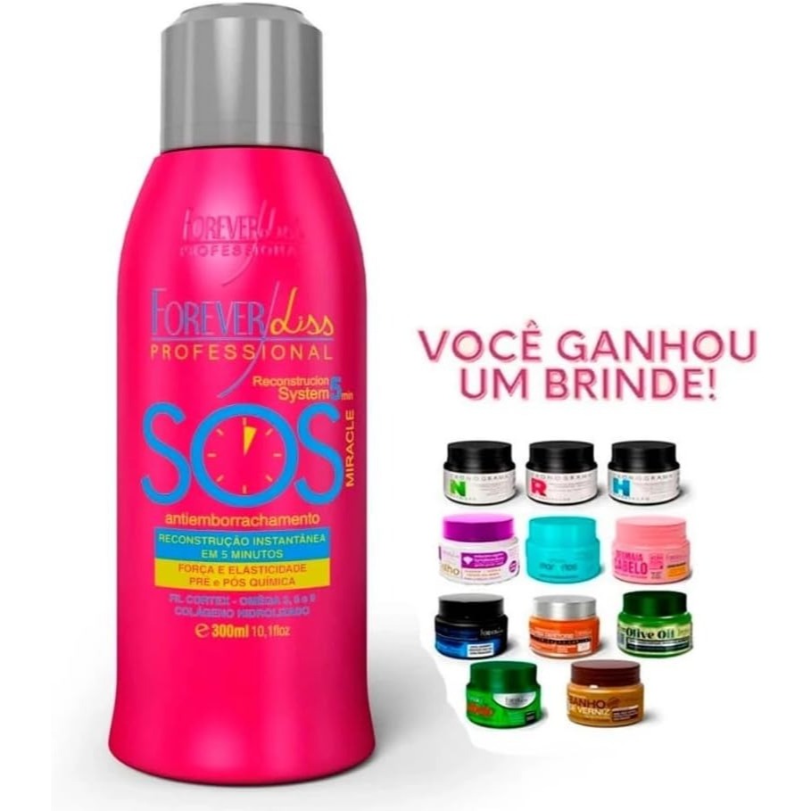 SOS Reconstrutor Antiemborrachamento Reposição de massa, resistência dos Fios Forever Liss 300ml