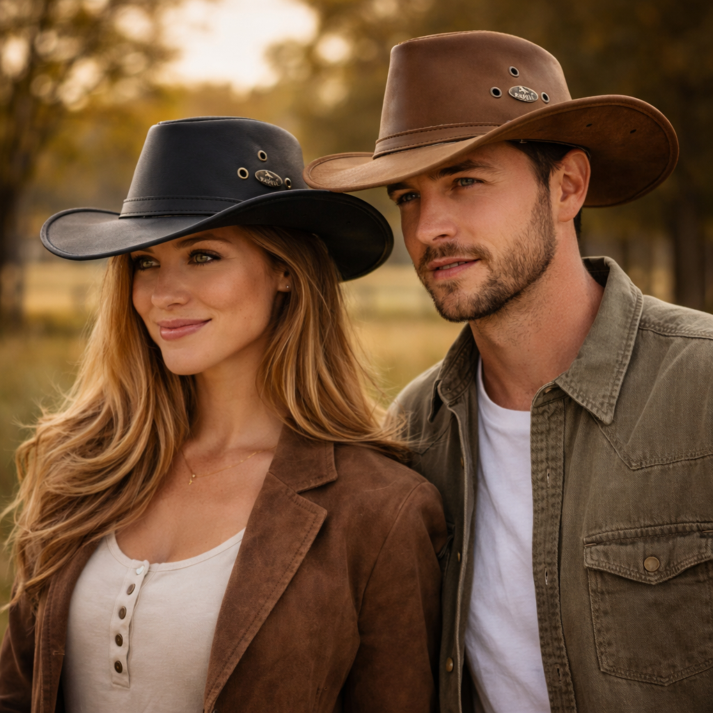 Chapéu Western Em Couro Original Confortável Rodeio Peão Boiadeira Unissex Moda Country Rustico 2026