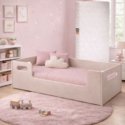 Cama Infantil Montessoriana Encanto com Colchão Design Moderno com Grades Laterais