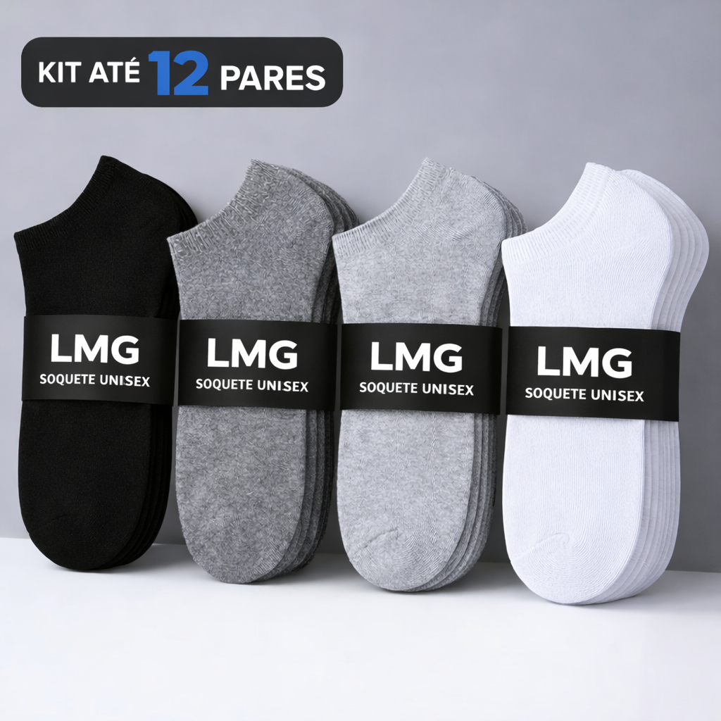 Kit até 12 Pares Meias Soquete Unissex Confortável e Macias
