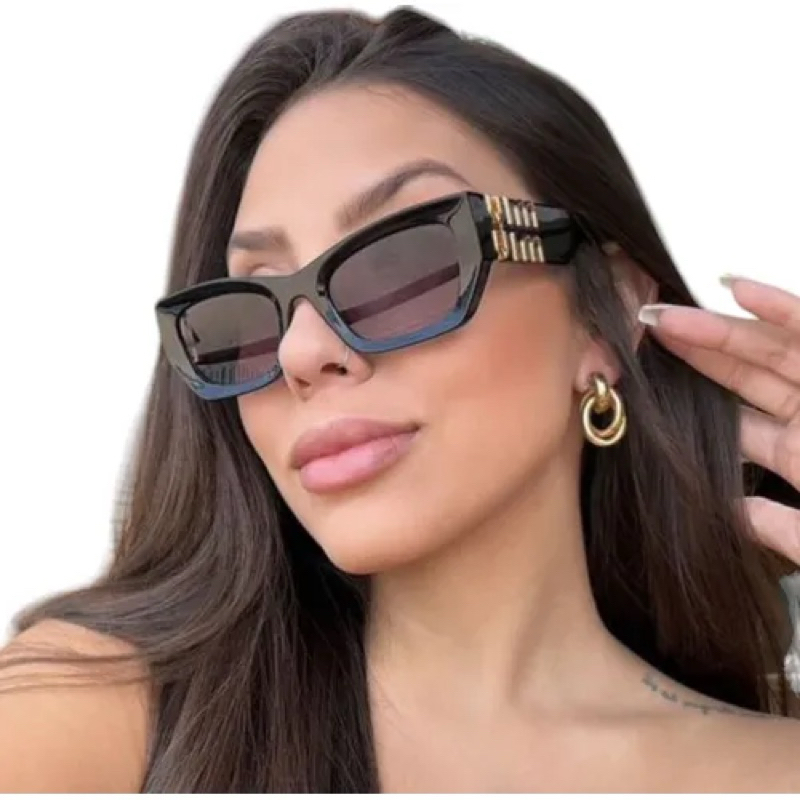 Óculos de Sol Feminino Elegante Chic Quadrado Modelo Blogueiras Tendência Y2K Moda Retrô Vintage