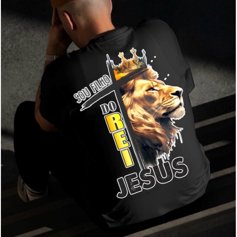 camiseta estampada tecido 100 algodão estampa religiosa nas na costa e na frente cores vibrantes que não desbotam