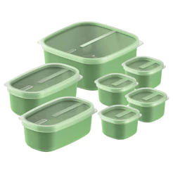 Jogo 7 Potes Tramontina MixColor em Polipropileno com Tampa Transparente - Verde Sálvia