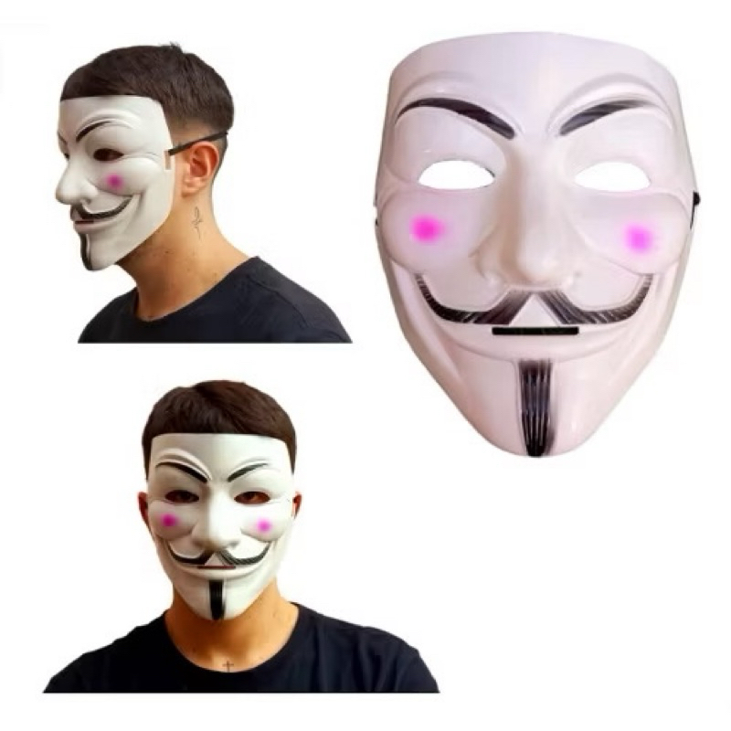 MÁSCARA V DE VINGANÇA | MÁSCARA QUADRADA REPRESENTA AUTORIDADE | CONFORTO E IDEAL PARA FESTAS | ANONYMUS | TERROR | CARN