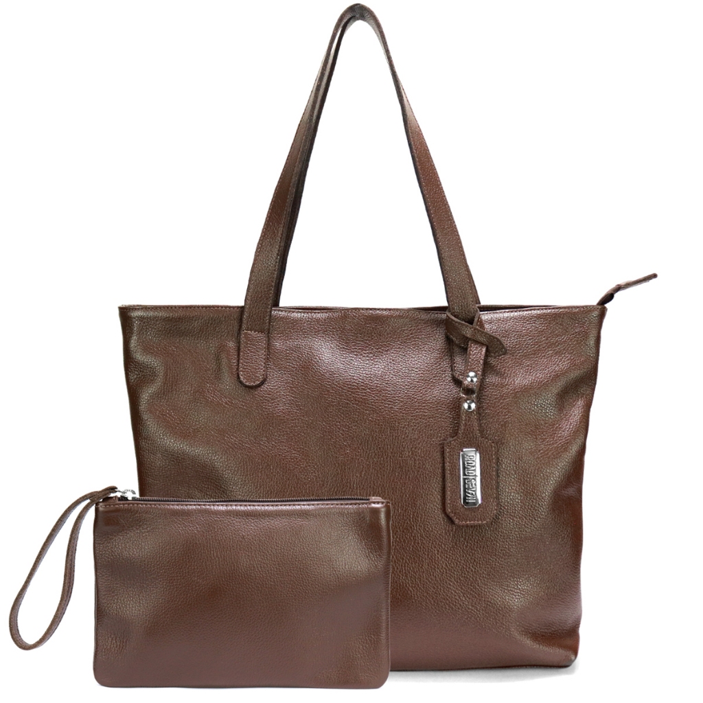 Kit Bolsas feminina Sacola Grande e Necessaire em Couro Legitimo Road Seven