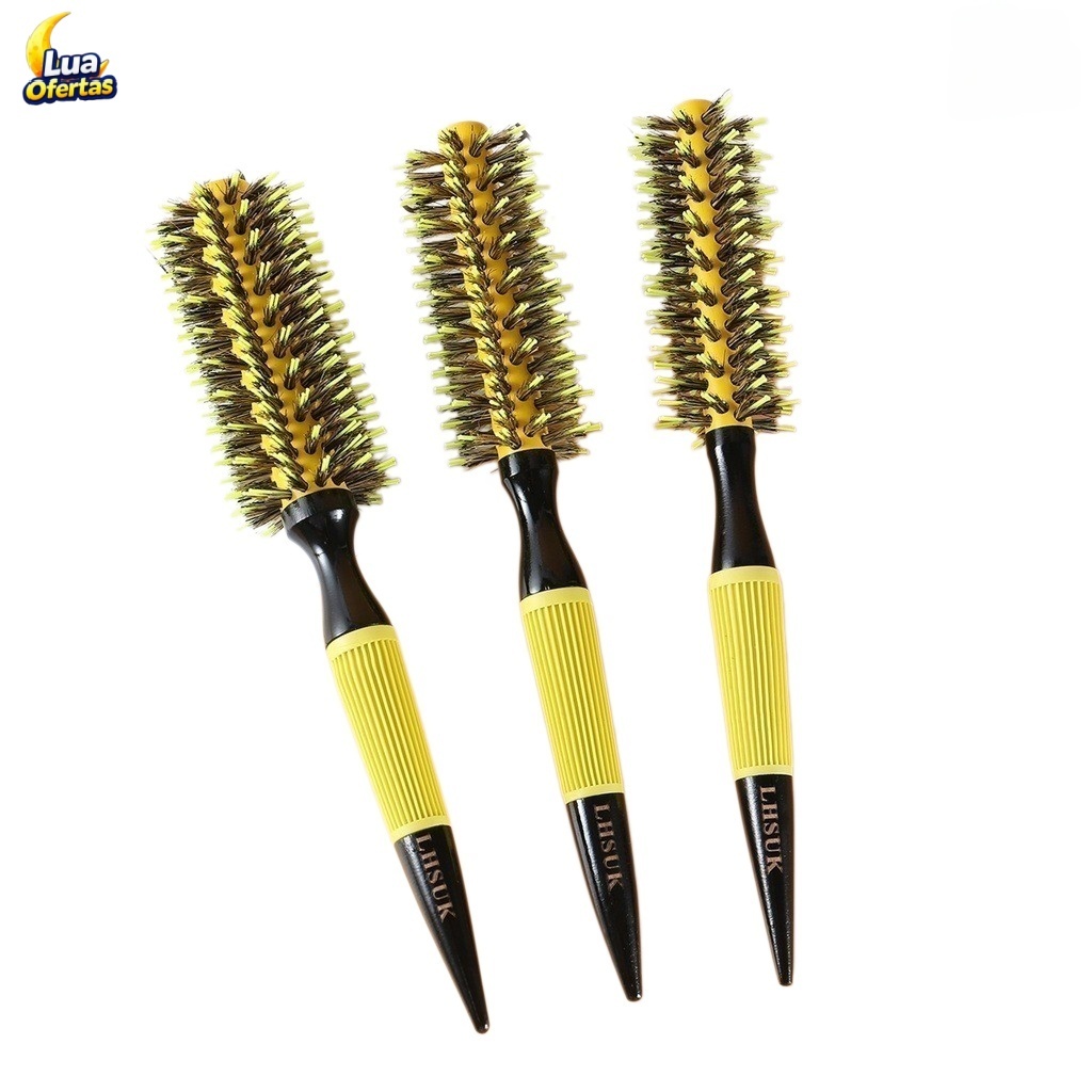 Kit 3 Escovas Profissionais De Cabelo Cerdas Javali e Nylon