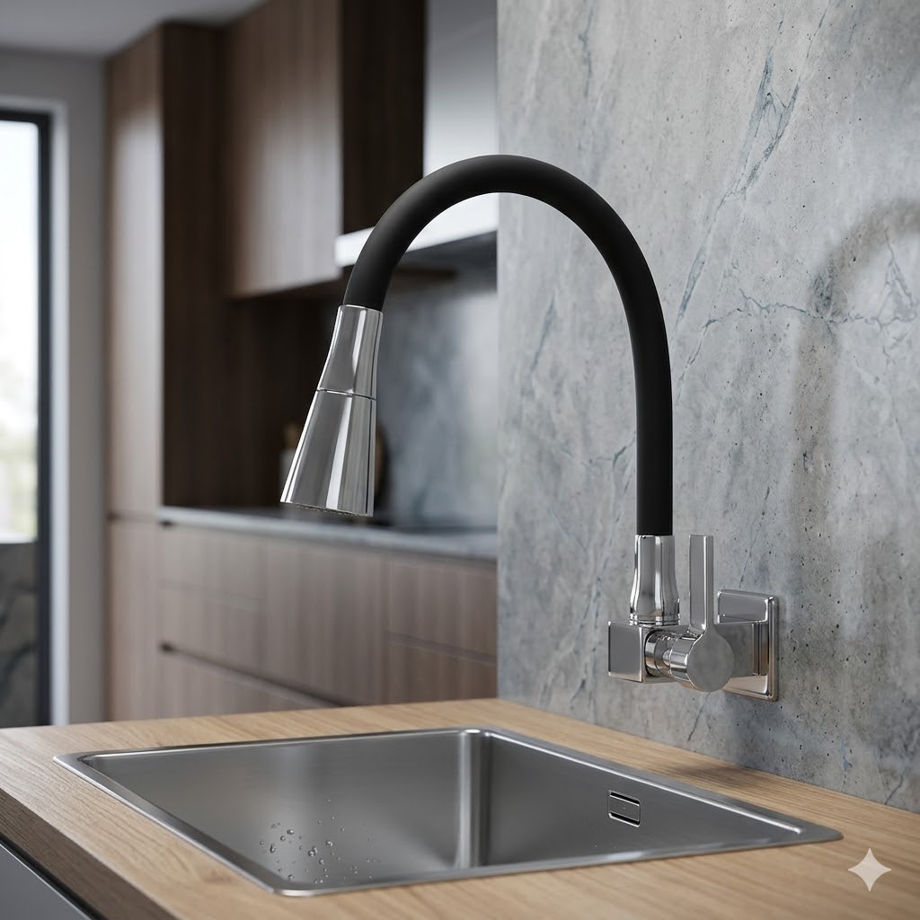 Torneira Gourmet Flexível Parede 360° 2 Jatos Alta Pressão Cozinha Preta Cromada Arejador Luxo Premium Resistente em Oferta na Shopee