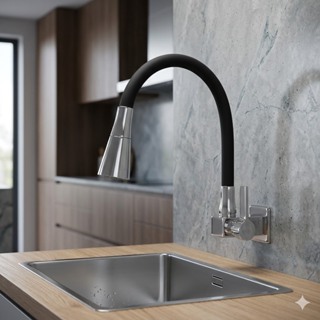 Torneira Gourmet Flexível Parede 360° 2 Jatos Alta Pressão Cozinha Preta Cromada Arejador Luxo Premium Resistente em Oferta na Shopee
