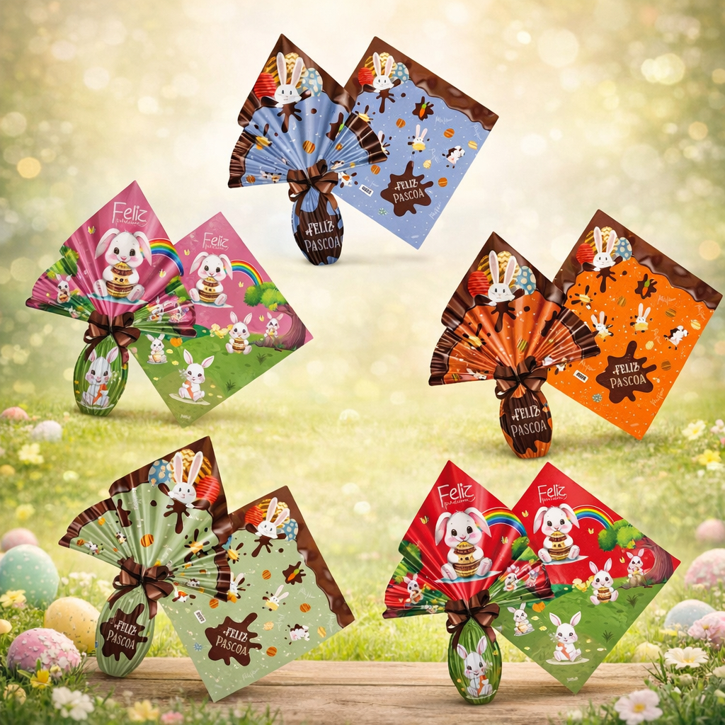 Pratic Chocolatier / Bosque do Coelho 24x24cm  -  SACO FOLHA EXPRESS EMBALAGEM OVO PASCOA 100 a 150g