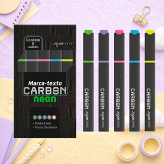 Marca-Texto Carbon Neon Estojo C/5 Und Jocar Office em Oferta na Shopee