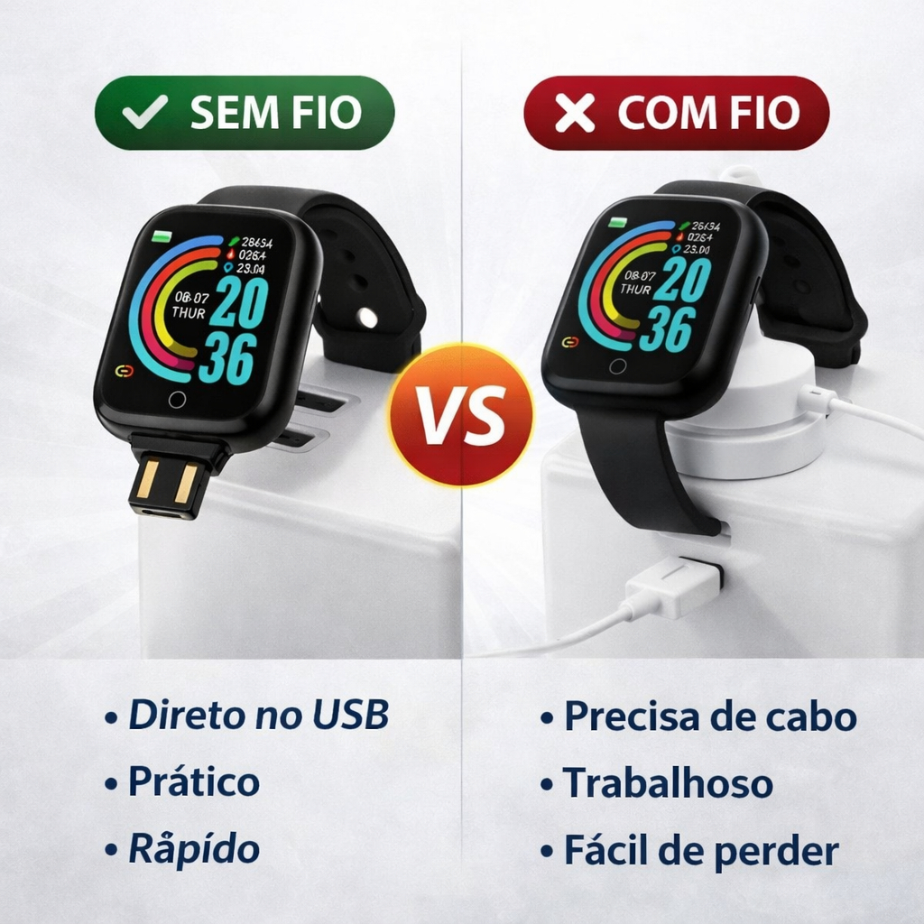 Smartwatch D20 Preto Relógio Inteligente Bluetooth Fitness Notificações Android iOS Barato