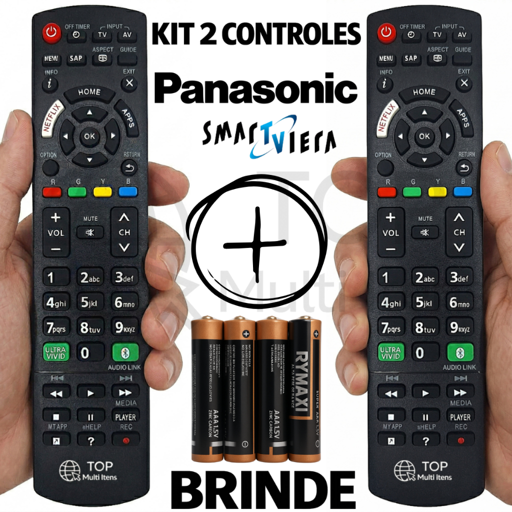 Kit Controle Tv Panasonic Smart Netflix TC-32ES600B / 40ES600B / TC-55EX600B Compatível 7275 9322 com Pilhas em Oferta na Shopee