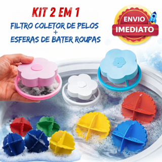 12 Esferas De Bater Roupas + 4 Coletor de Pelos Fiapos Filtro Maquina Tanquinho de Lavar em Oferta na Shopee