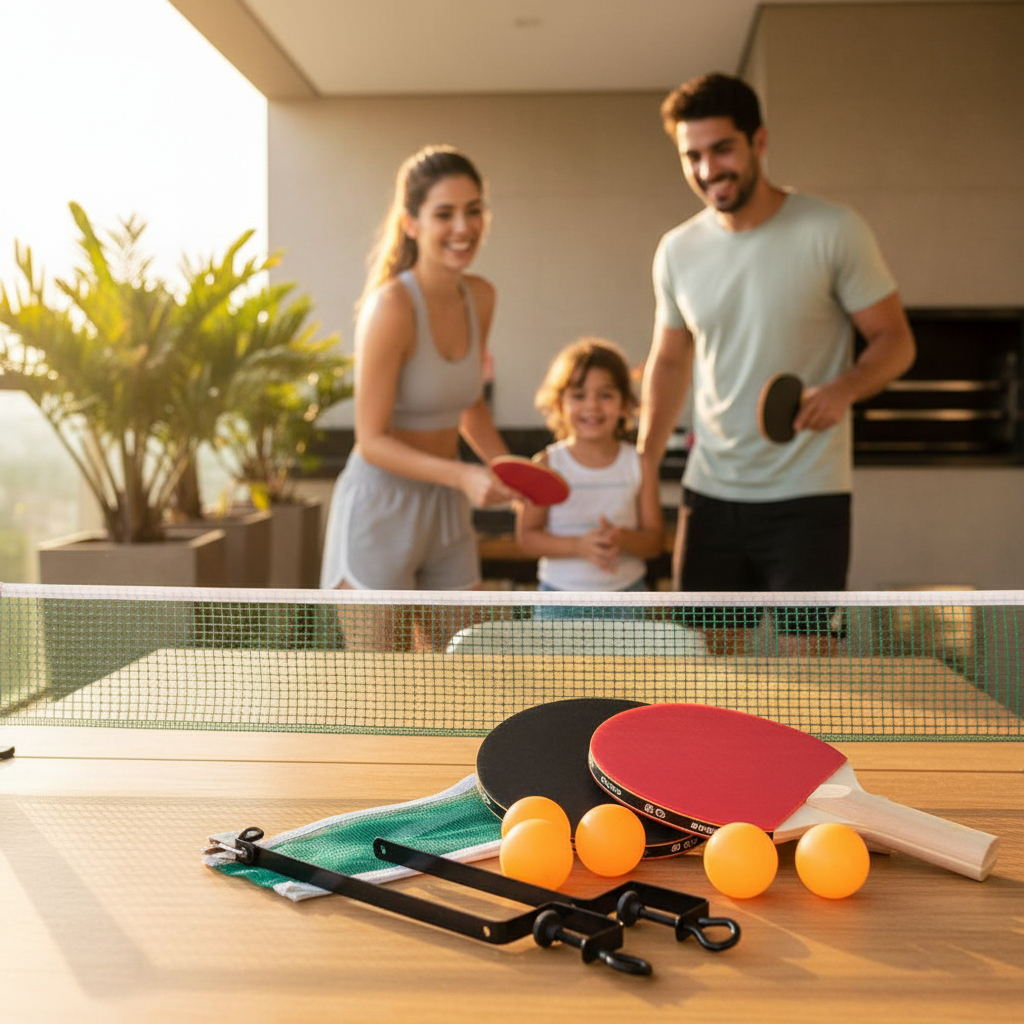 Kit Ping Pong Completo Rede Ajustável 2 Raquetes Profissionais 3 Bolas Tênis Mesa Lazer