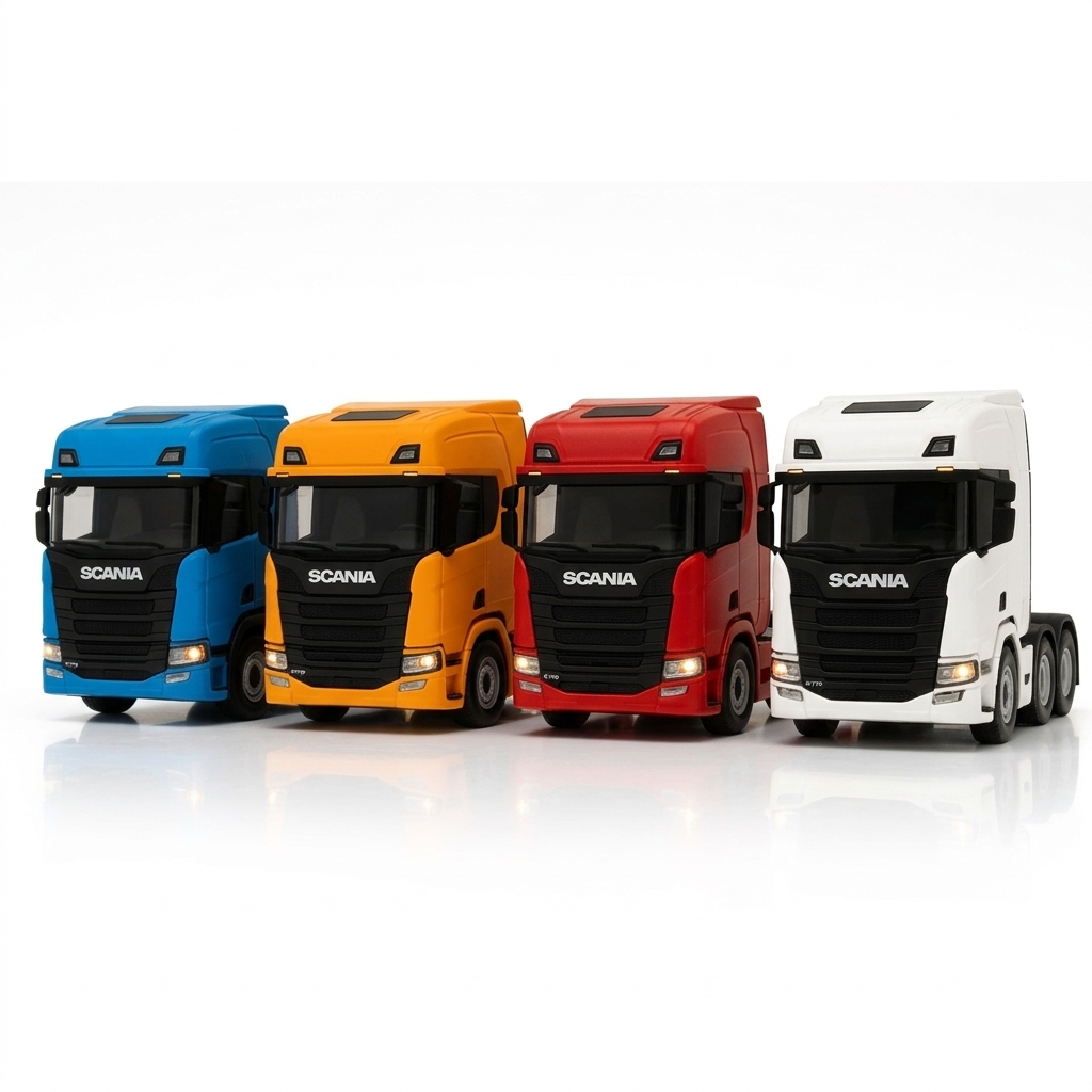 Miniatura Caminhão Scania 1:42 Ferro Luz Som Fricção Colecionável Pneu Borracha 4 Cores