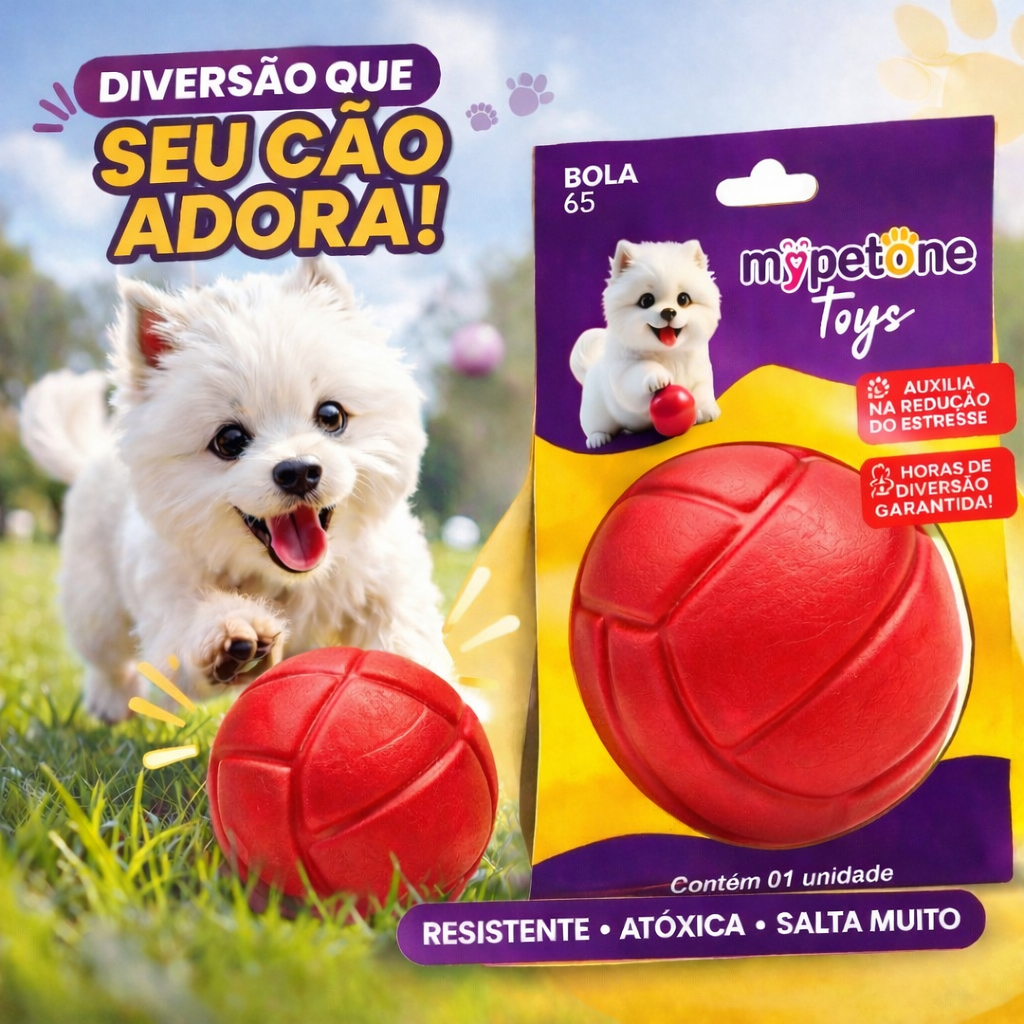 Bola Lisa Maciça Resistente para Cachorro - 45mm 55mm 65mm - Mypetone - Vermelho em Oferta na Shopee