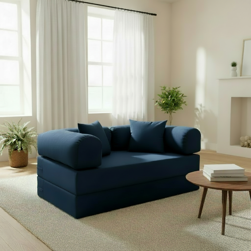 Sofá Cama Casal Na Caixa 160x180cm Espuma Tecido Veludo Estofado Sala Estar Quarto Hóspedes