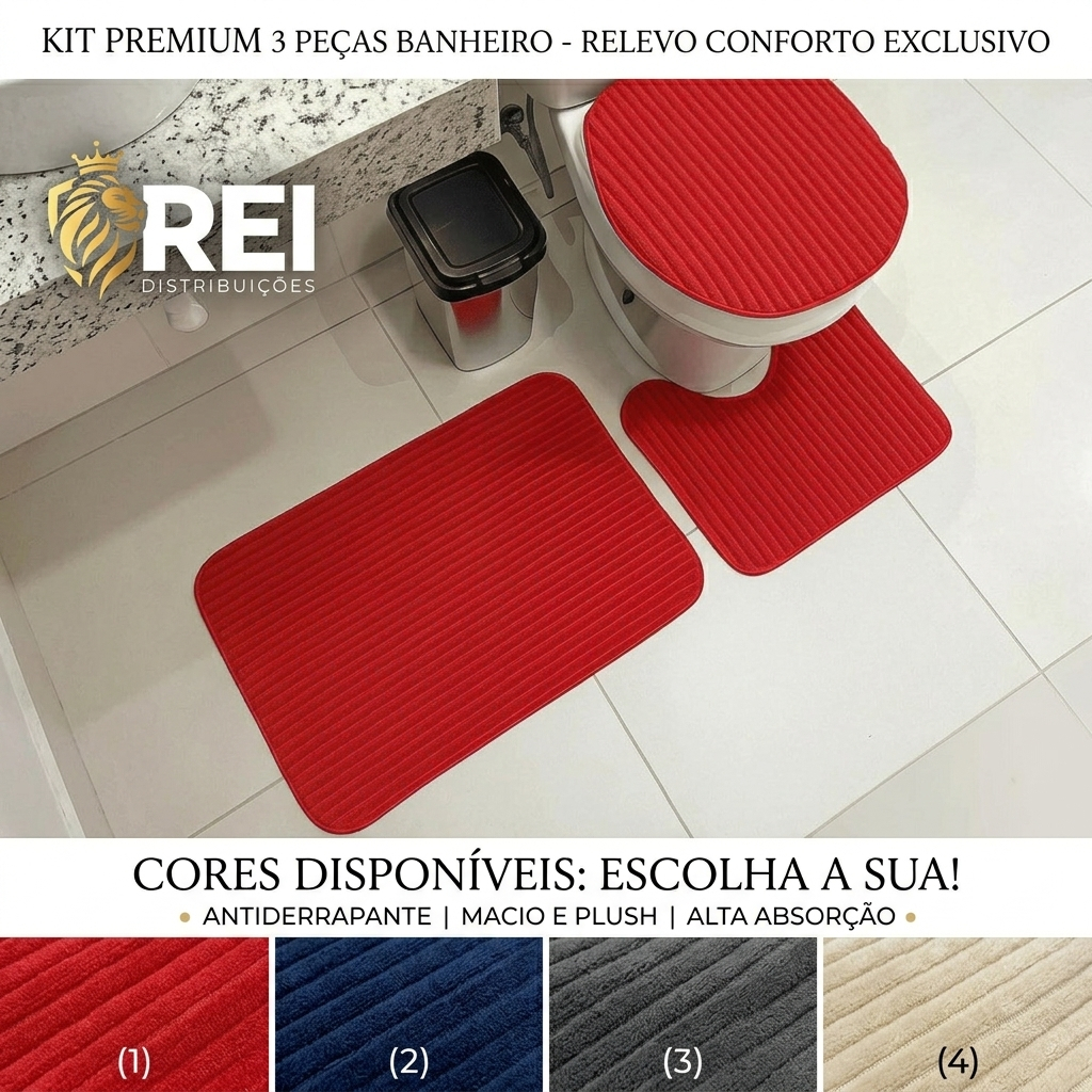 Kit 3 Peças Jogo de Tapete Para Banheiro Antiderrapante 100% Algodão Felpudo Peludo Luxo em Oferta na Shopee