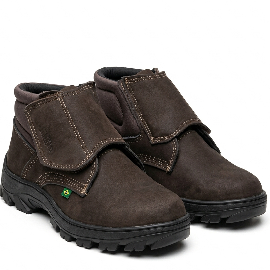 Botina Bota De Segurança Velcro Para Trabalhar Bico Pvc CA