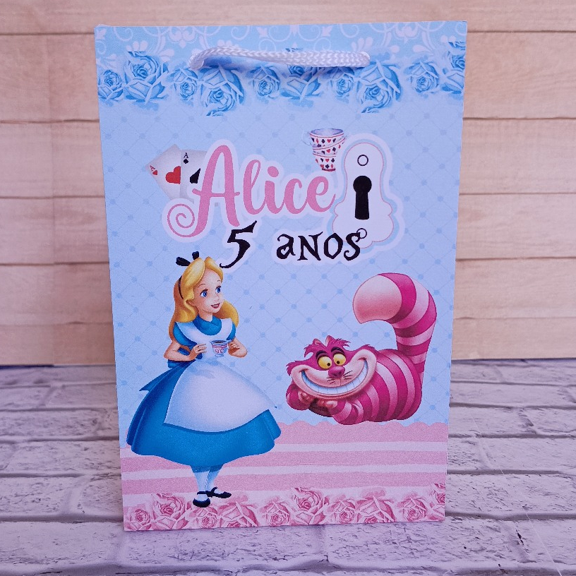 10/20/30 Sacolinhas Personalizadas 10x15cm ALICE NO PAÍS DAS MARAVILHAS Pegue e Monte Lembrancinhas Sacolinha Surpresa