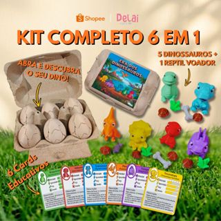 Kit 6 Ovos Surpresa da Era dos Dinossauros + Cards Educativos - Brinquedo Infantil Impressão 3D em Oferta na Shopee