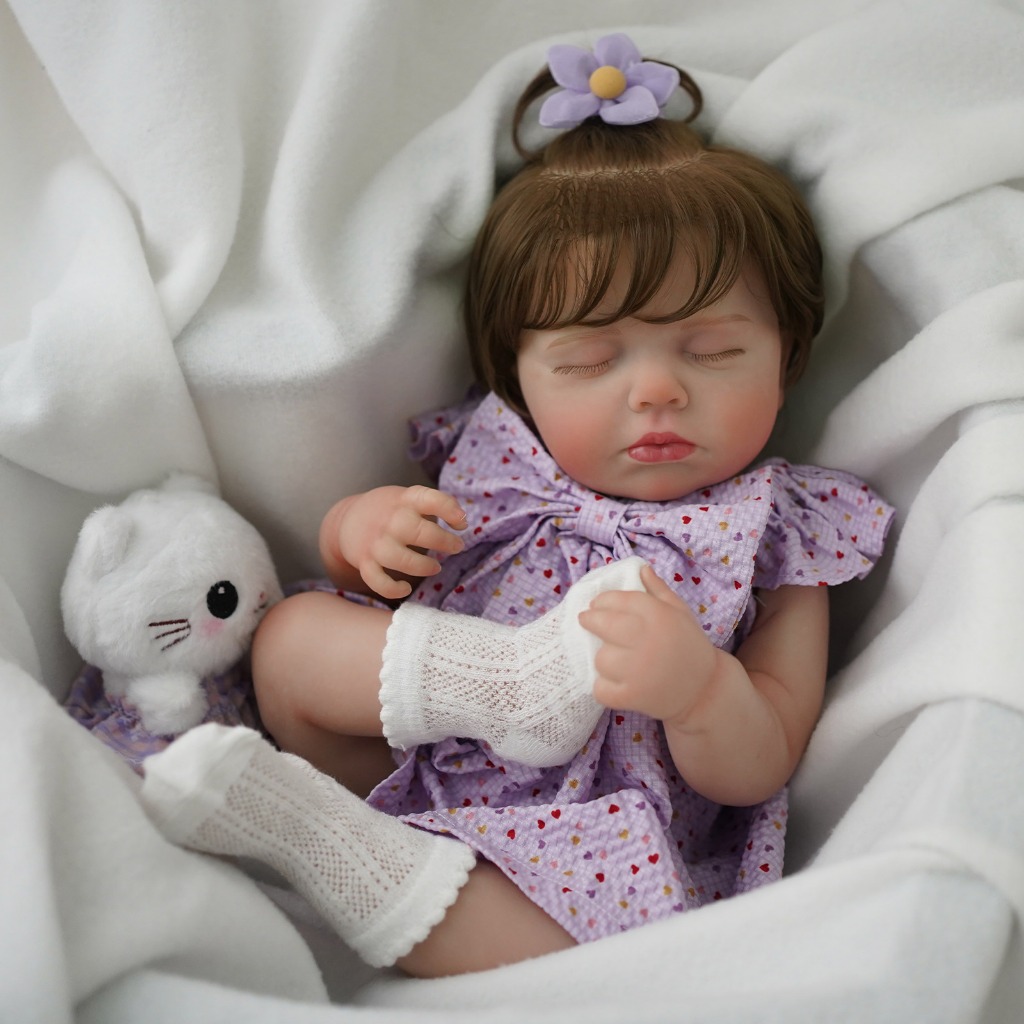 Bebê Reborn Silicone 48cm Boneca Menina Olho fechado com Acessórios em Oferta na Shopee