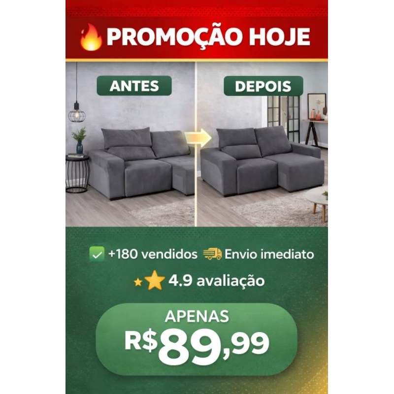 Capa para Sofá Retrátil 2 Lugares|Anti Manchas| Ajustável| Anti Pelo Pet | 5⭐ +170 Vendas em Oferta na Shopee