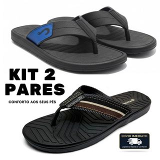 Kit 2 Pares Chinelo Masculino Adulto + Chinelo Masculino NOVO Confortável