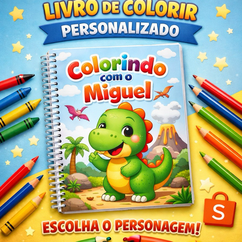 Livrinhos de colorir, masculino e feminino, personalizado com personagem e nome da preferência do cliente