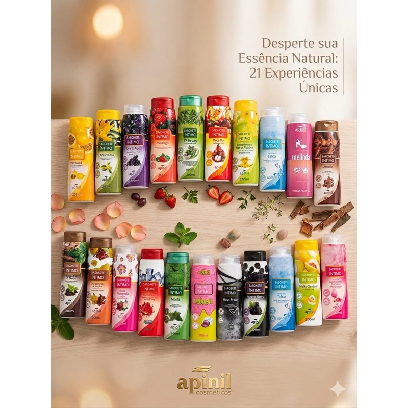 20 SABONETE INTIMO FEMININO PH NATURAL ÓLEOS ESSENCIAIS 210ML Apinil