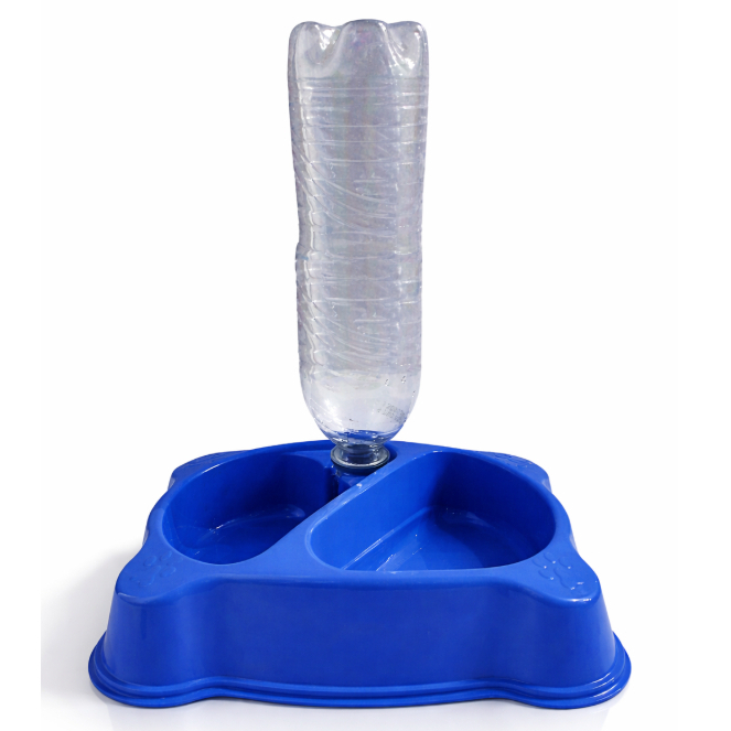 Comedouro e Bebedouro Duplo com Porta Garrafas para Cachorro Gato Filhote/Adulto Pet