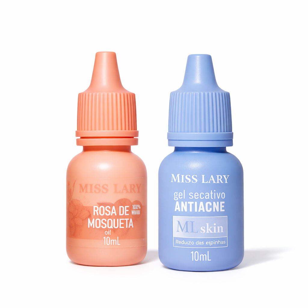 OLEO DE ROSA MOSQUETA E GEL SECATIVO MISS LARY Antiacne – Hidratação e Controle da Oleosidade