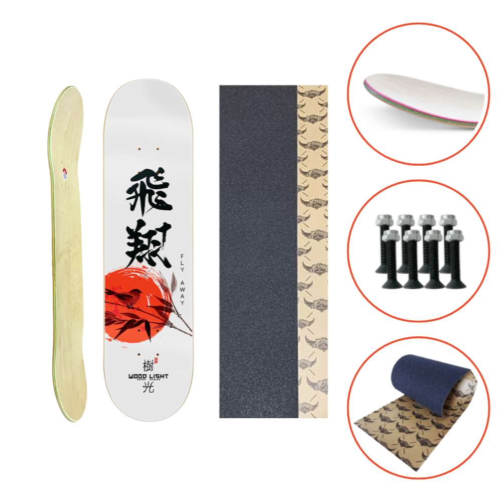 Kit Shape Skate Maple Canadense Wood Light Profissional + Lixa Jessup – Bird