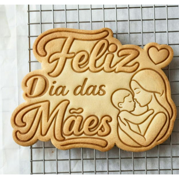 Cortador Dia das Mães Grande 8cm de Biscoitos Marcador de Bolachas Carimbo para Massas Forma Molde