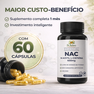 Nac N Acetil L Cisteína 600mg 60 Cápsulas | Antioxidante Essencial. Envio Rápido. em Oferta na Shopee