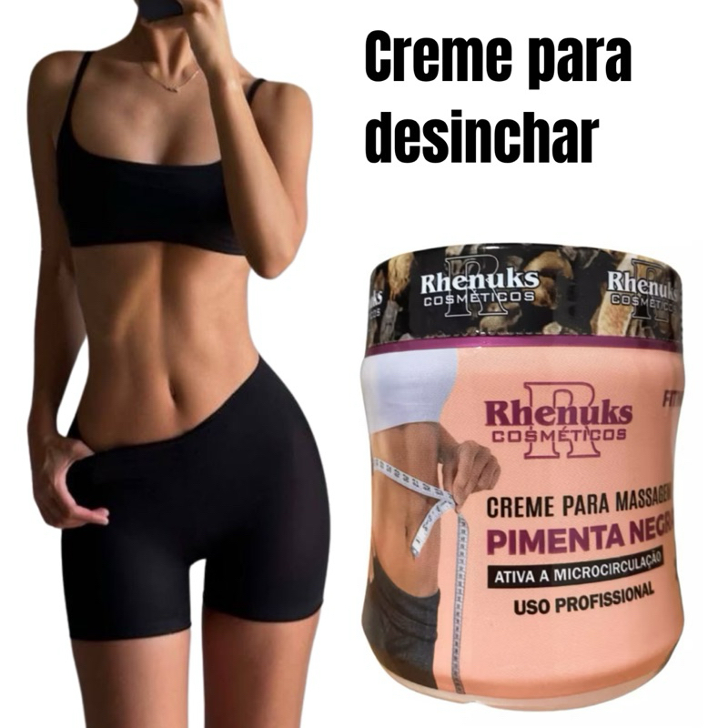 Creme Redutor de Medidas e Celulite Rhenuks Pimenta Negra 500g - Queima Gordura e Ativa Circulação