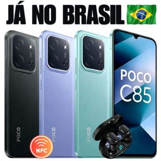 Celular Poco C85 4G Com NFC 256/8GB 128/6GB Versão Global Dual Chip Tela 6.9" + Fone de Ouvido