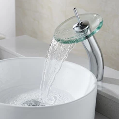 Torneira Lopazzi 30cm Banheiro Moderno Cascata Alta Vidro Misturador Quente e Frio Variações de Cores