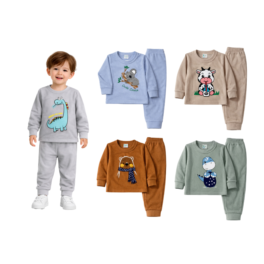 Kit 4 peças Soft Infantil MENINO Inverno Conjuntos quentinhos e confortáveis