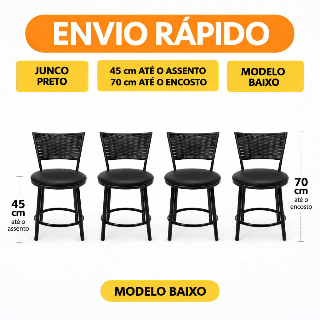 KIT 4 Banqueta Baixa Ressistente Blackout Cozinha Sala de Jantar em Oferta na Shopee