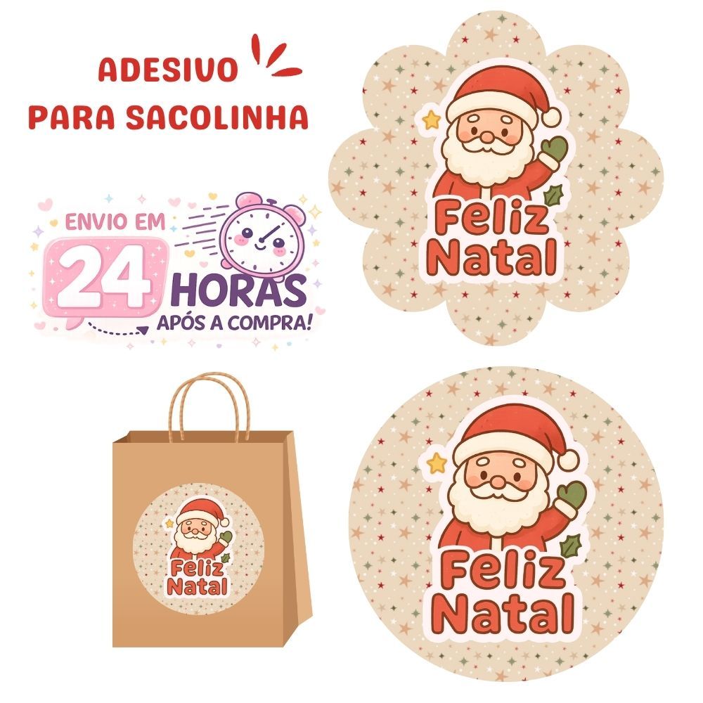Adesivo para sacolinha NATAL - Decoração de Natal - FELIZ NATAL