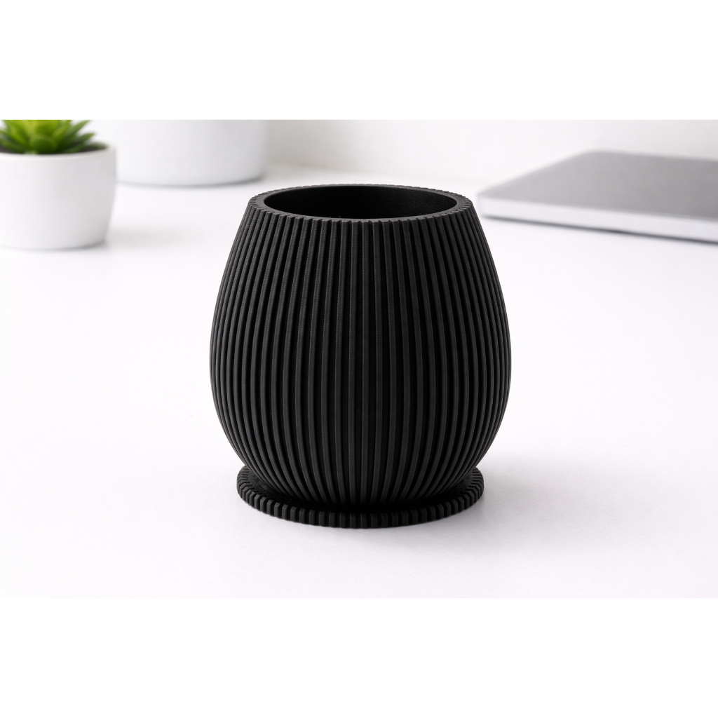 Vaso Decorativo Moderno 3D | Cachepot com Prato | Design Minimalista Premium para Plantas