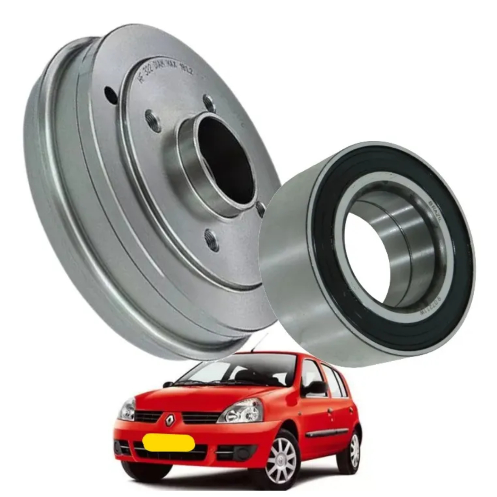 Tambor Campana Freio + Rolamento Roda Traseira Clio Sem Abs