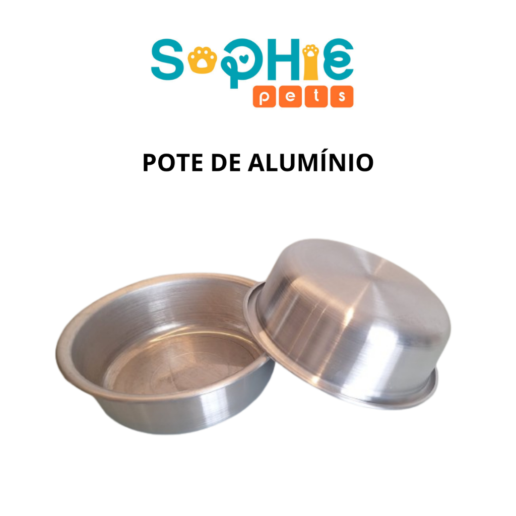 Kit 2 Pote Tigela Vasilha Comedouro Alumínio para Cães e Gatos Pet Cachorro