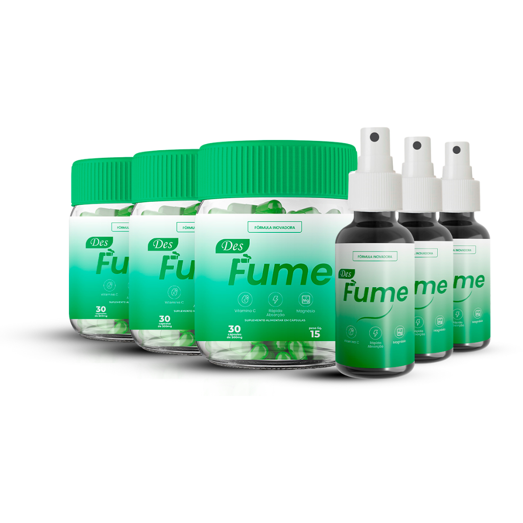 Kit DesFume 2em1 Spray + Cáps | LEVE OS 2 COM DESCONTO | Vitamina C Magnésio | Nova Fase de Vida