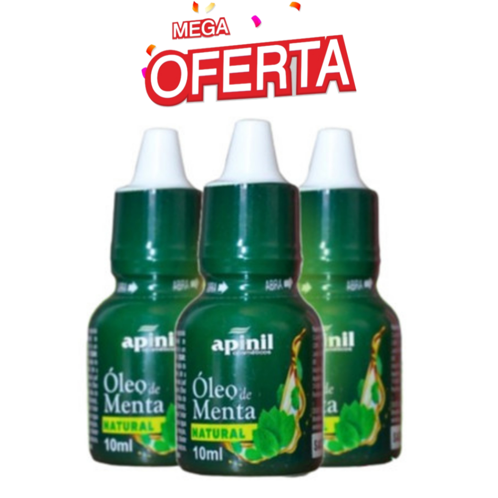 Kit 3 unid Óleo De Menta Apinil Original 10ml Extra Forte