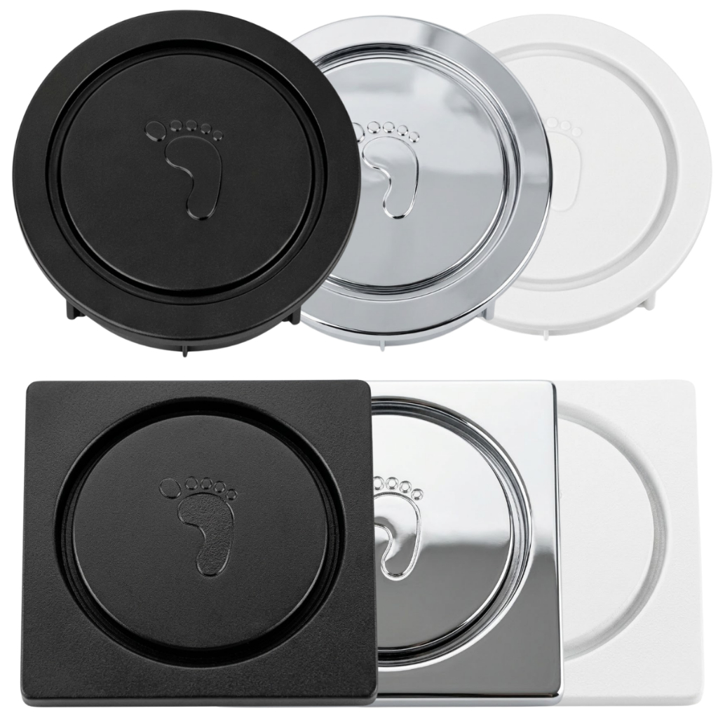 Ralo Click Inteligente em Plastico ABS 10x10 Cromado Preto Branco Piso Banheiro Quadrado Redondo em Oferta na Shopee