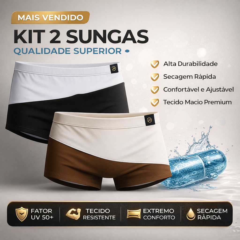 Sunga Boxer Masculina Praia – Kit com 2 Unidades Variadas Tecido Premium em Oferta na Shopee