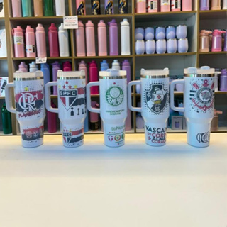 Copo Garrafa Térmica 1200ml Personalizado Time Alça Canudo em Oferta na Shopee